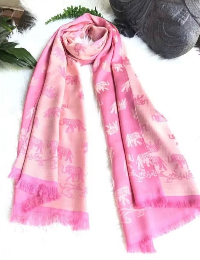 Thai silk, silk scarf, elephant pattern x1 𓃰