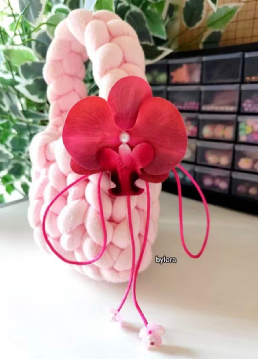 Latex Orchid Charm Neklace bylora Orchid Flower Necklace/Choker x1