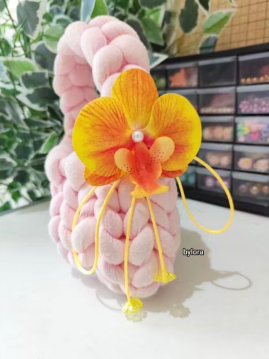 Latex Orchid Charm Neklace bylora Orchid Flower Necklace/Choker x1