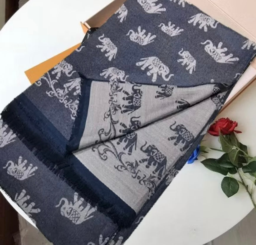 Thai silk, silk scarf, elephant pattern x1 𓃰