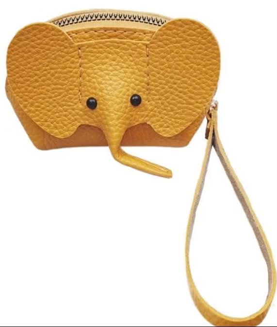 Elephant leather coin purse with key ring x1 𓃰