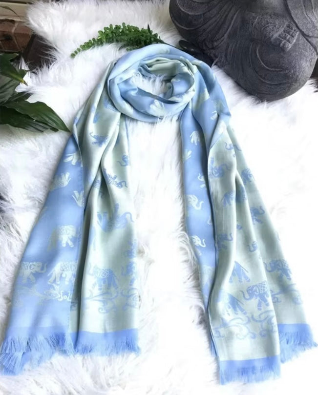 Thai silk, silk scarf, elephant pattern x1 𓃰