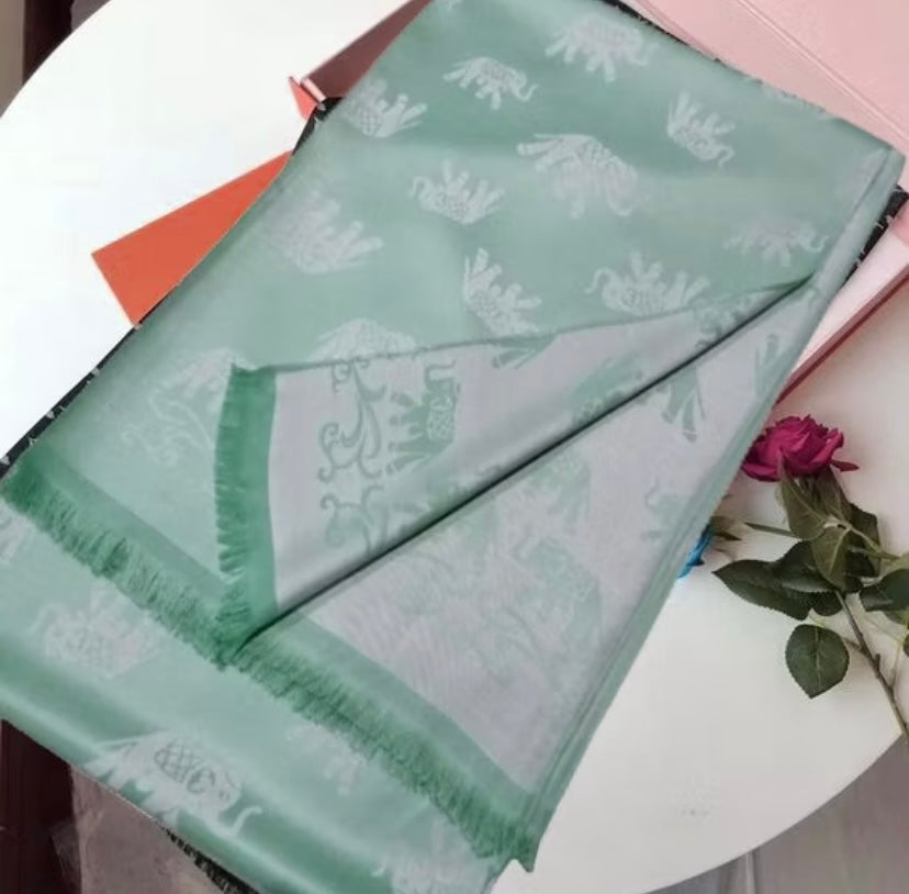 Thai silk, silk scarf, elephant pattern x1 𓃰