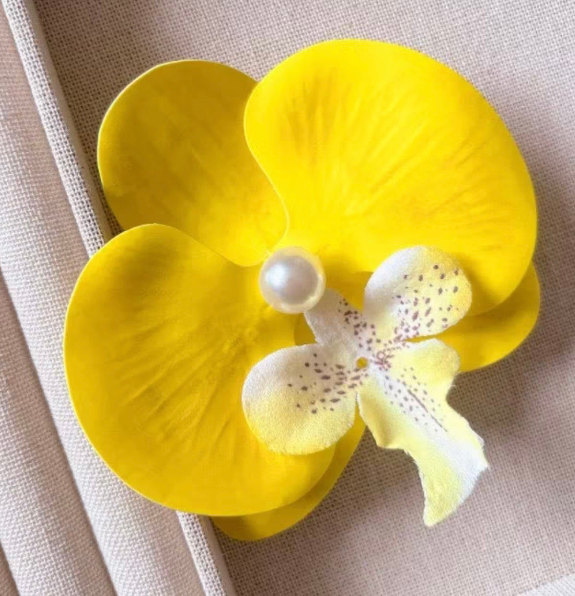 Artificial flower hair clip, orchid hair clip x1