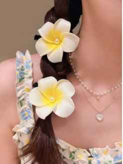 Hair clip, pretty floral pattern, Korean style, Lilawadi x1