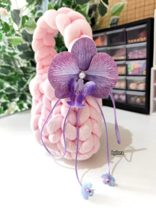 Latex Orchid Charm Neklace bylora Orchid Flower Necklace/Choker x1
