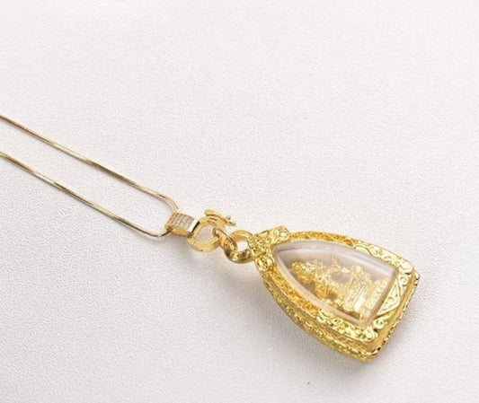 Thai amulet chain, round buckle, necklace, box chain, 45 cm x1