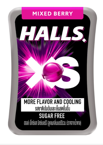 HALLS XS Sugar-Free Candies Mixed Berry 13.8 g.