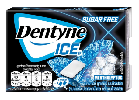 DENTYNE Ice Sugar-Free Mentholiptus Chewing Gum 8 Tablets 11.2 g.